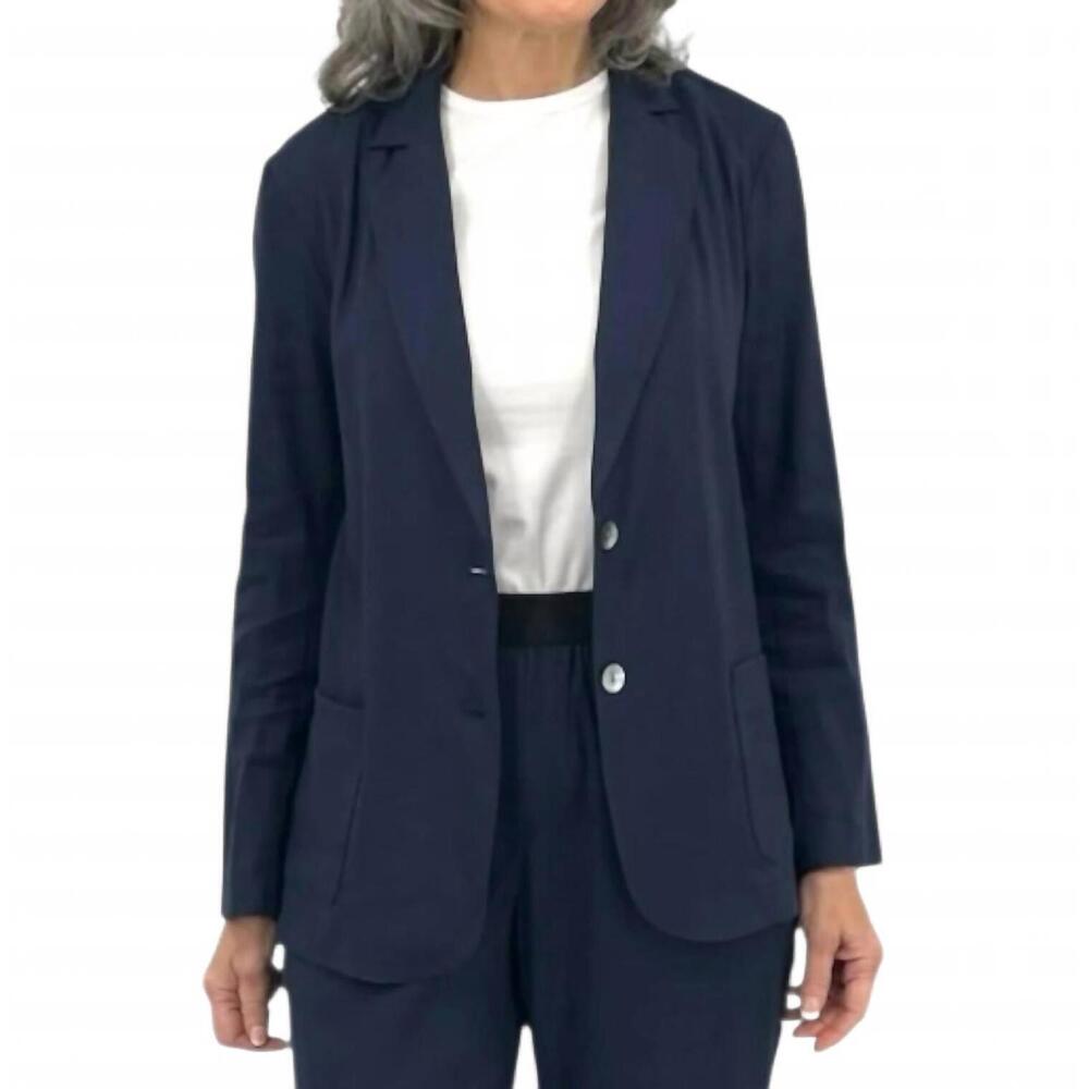 NEW ESTELLE AND FINN stretch linen blazer in navy